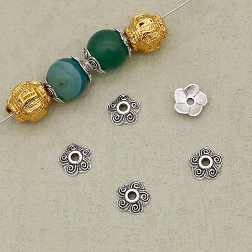 Perles en alliage zinc, alliage de zinc, fleur, Placage de couleur argentée, DIY, argent, 8mm Environ 1.5mm, Vendu par PC