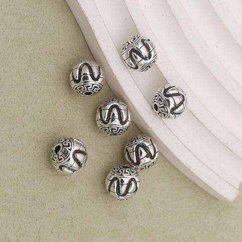 Zinklegierung Schmuckperlen, rund, silberfarben plattiert, DIY, Silberfarbe, 9mm, Bohrung:ca. 1.5mm, verkauft von PC