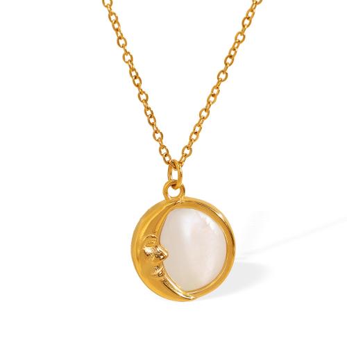 ステンレス鋼のジュエリーネックレス, 304ステンレススチール, とともに 白い貝, とともに 5cm エクステンダチェーン, 18Kゴールドメッキ, ファッションジュエリー & 女性用, 長さ:40 センチ, 売り手 パソコン