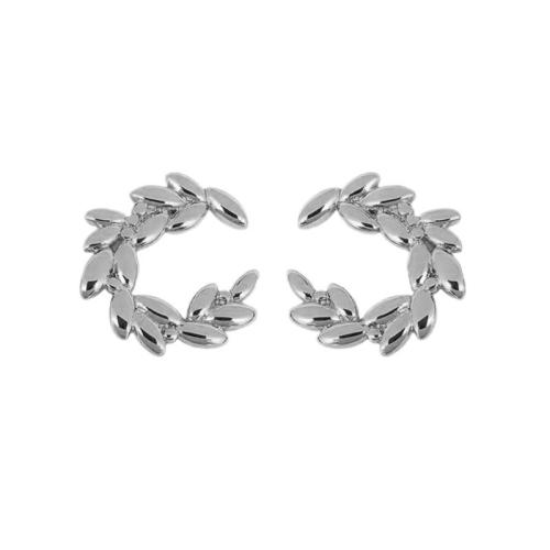 Boucle en acier inoxydable, Acier inoxydable 304, feuille, Placage, bijoux de mode & pour femme, plus de couleurs à choisir, Vendu par paire