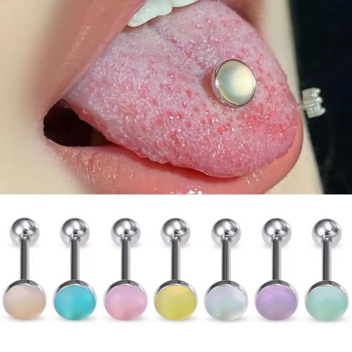 Acier inoxydable 304 anneau de langue, avec Acrylique, unisexe & givré, plus de couleurs à choisir, Vendu par PC