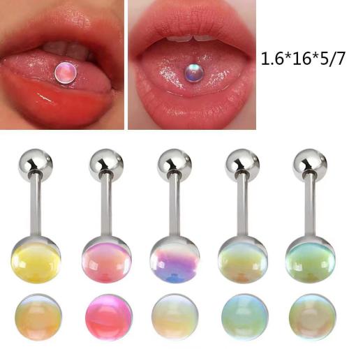 Acier inoxydable 304 anneau de langue, avec Acrylique, Rond, bijoux de mode & unisexe, plus de couleurs à choisir, Vendu par PC