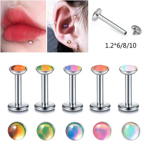 Acier inoxydable 304 Goujons perforés pour les lèvres, unisexe & normes différentes pour le choix & émail, couleurs mélangées, Vendu par PC