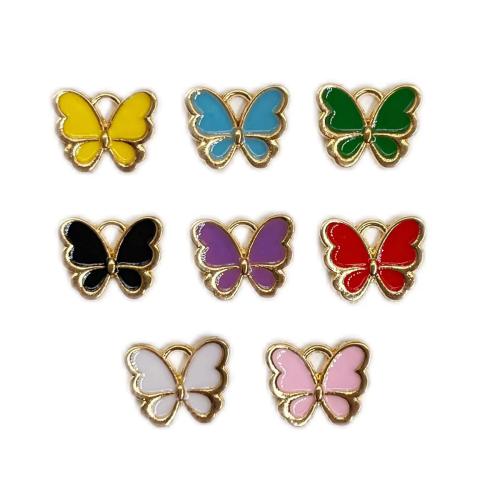 Zinc Alloy Enamel Pendants, Butterfly, gold color plated, DIY Approx 