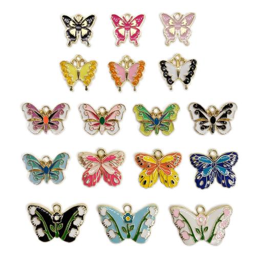 Zinc Alloy Enamel Pendants, Butterfly, gold color plated, DIY Approx 