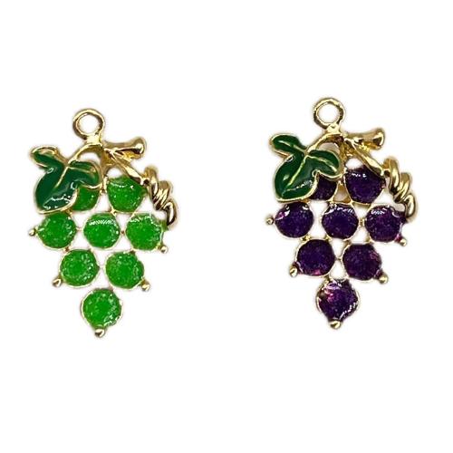 Zinc Alloy Enamel Pendants, Grape, gold color plated, DIY Approx 