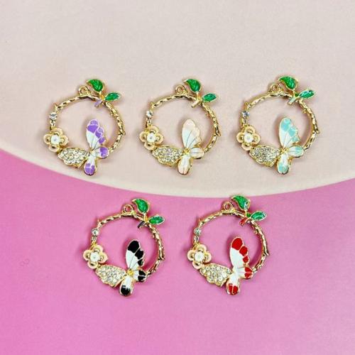 Zinc Alloy Enamel Pendants, gold color plated, DIY & with rhinestone Approx 