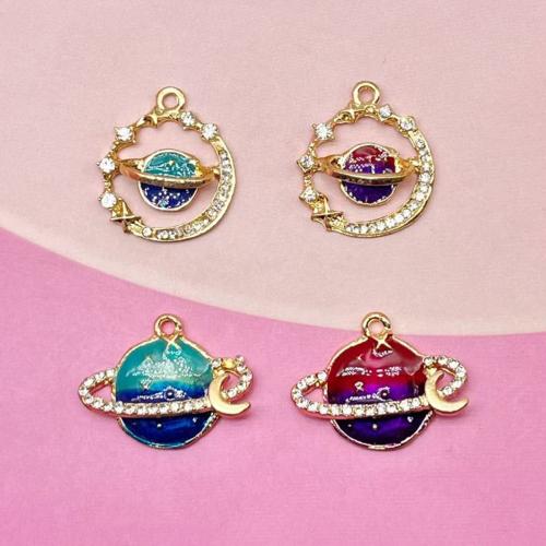 Zinc Alloy Enamel Pendants, gold color plated, DIY & with rhinestone Approx 