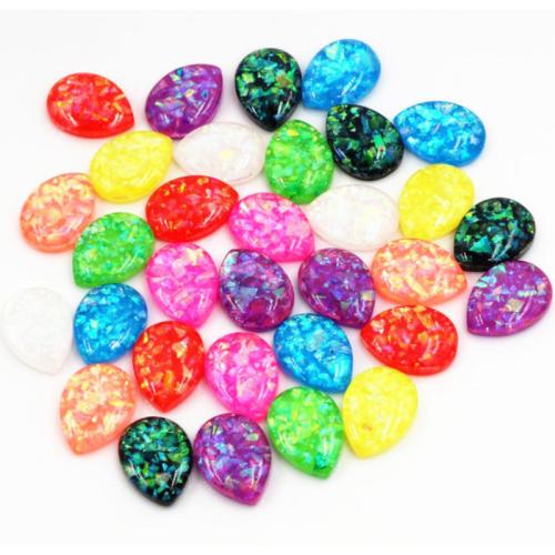 Resin Rhinestone Cabochon, Teardrop, DIY Random Color, Approx 