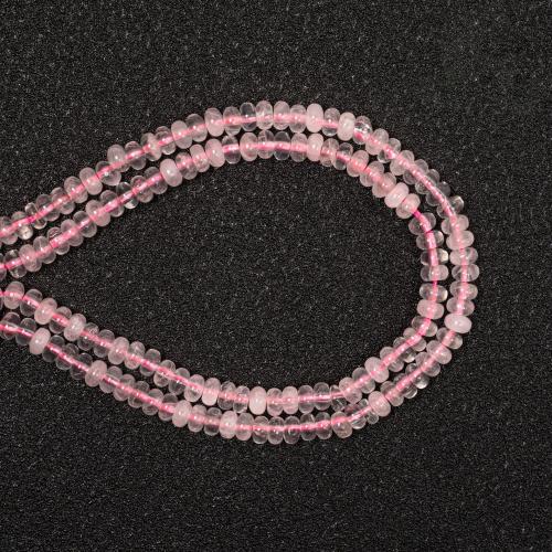 Perles en Quartz Rose naturel, Plat rond, DIY, rose Environ 38 cm, Vendu par brin