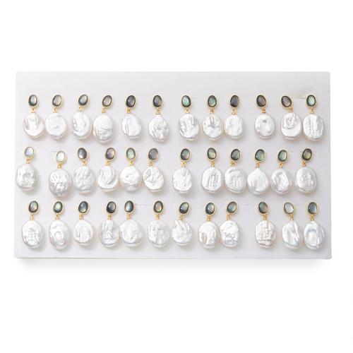 Boucle d'oreille de perle de goutte d'eau douce, perle d'eau douce cultivée, avec coquille noire, Baroque, pour femme, blanc Vendu par paire