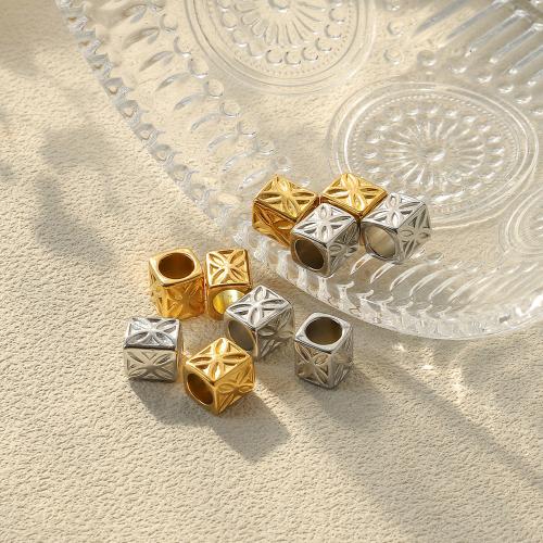 Stainless Steel Beads, 304 Stainless Steel, Square, plated, DIY 