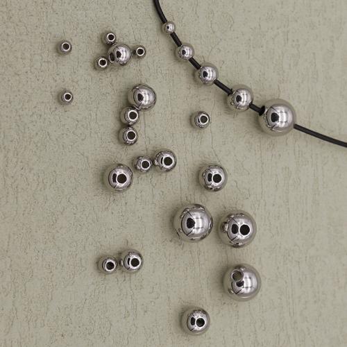 Stainless Steel Beads, 304 Stainless Steel, Round, silver color plated, DIY silver color 