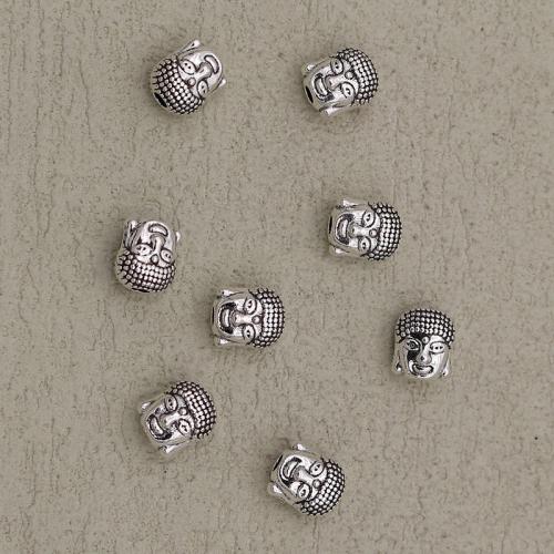 Zinklegierung Schmuckperlen, Buddha, silberfarben plattiert, DIY, Silberfarbe, 6x7mm, Bohrung:ca. 1.5mm, verkauft von PC