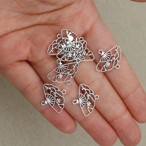 Connecteur creux en alliage de Zinc , éventail, Placage de couleur argentée, DIY, argent Environ 1mm, Vendu par PC