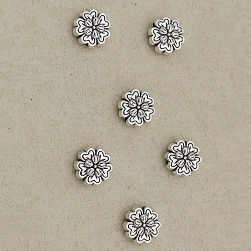 Perles intercalaires en alliage de zinc, fleur, Placage de couleur argentée, DIY, argent, 10mm Environ 1.5mm, Vendu par PC[