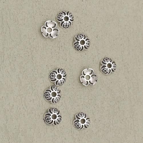 Perles en alliage zinc, alliage de zinc, fleur, Placage de couleur argentée, DIY, argent, 8mm Environ 1.5mm, Vendu par PC