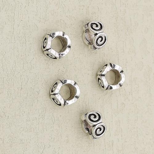 Perles de gros trou en alliage de zinc, Placage de couleur argentée, DIY, argent Environ 5.5mm, Vendu par PC