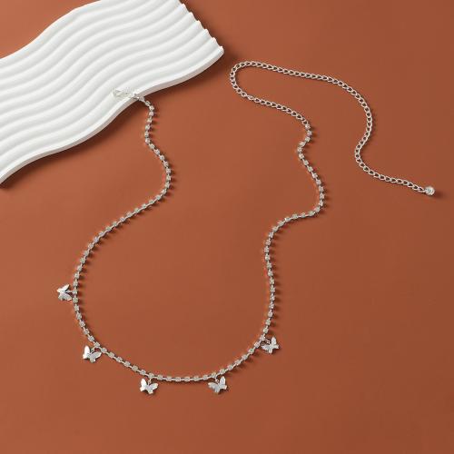 Ceinture décorative alliage de zinc, bijoux de mode & pour femme & avec strass, argent Environ 110 cm, Vendu par PC[