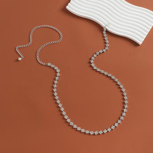 Ceinture décorative alliage de zinc, bijoux de mode & pour femme & avec strass, argent Environ 110 cm, Vendu par PC