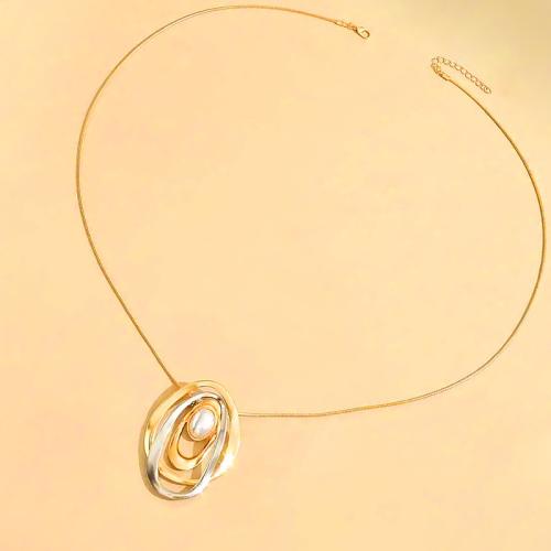 Chaîne en alliage de zinc de fer Collier Pull, avec perle de plastique, bijoux de mode & pour femme & creux, doré, Vendu par PC[