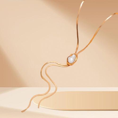 Chaîne en alliage de zinc de fer Collier Pull, avec perle de plastique, bijoux de mode & pour femme, plus de couleurs à choisir, Vendu par PC[