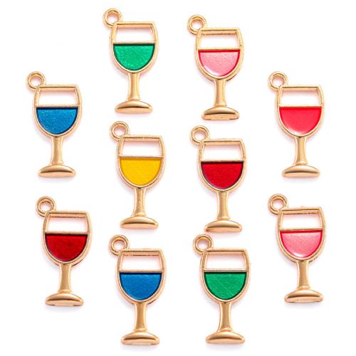 Zinc Alloy Enamel Pendants, Winebottle, gold color plated, DIY Approx 
