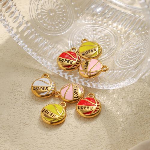 Pendentifs en acier inoxydable émail, Acier inoxydable 304, Rond, Placage de couleur d'or, DIY, plus de couleurs à choisir, Vendu par PC