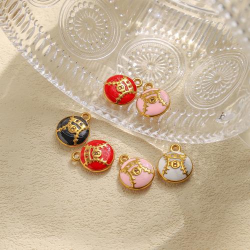 Pendentifs en acier inoxydable émail, Acier inoxydable 304, Rond, Placage de couleur d'or, DIY, plus de couleurs à choisir, Vendu par PC