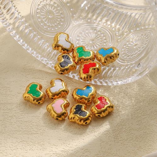 Stainless Steel Beads, 304 Stainless Steel, Heart, gold color plated, DIY & enamel 