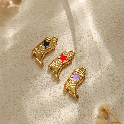 Pendentifs en acier inoxydable émail, Acier inoxydable 304, chaussures, Placage de couleur d'or, DIY, plus de couleurs à choisir, Vendu par PC