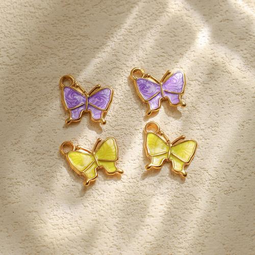 Pendentifs en acier inoxydable émail, Acier inoxydable 304, papillon, Placage de couleur d'or, DIY, plus de couleurs à choisir, Vendu par PC