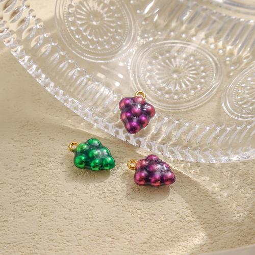 Pendentifs en acier inoxydable émail, Acier inoxydable 304, raisin, Placage de couleur d'or, DIY, plus de couleurs à choisir, Vendu par PC
