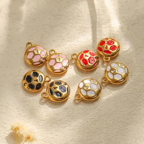 Enamel Stainless Steel Pendant, 304 Stainless Steel, Round, gold color plated, DIY 