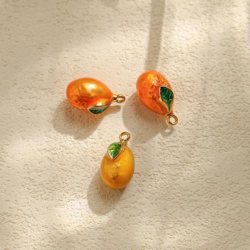 Enamel Stainless Steel Pendant, 304 Stainless Steel, Orange, gold color plated, DIY 