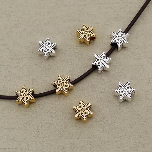 Perles de gros trou en alliage de zinc, flocon de neige, Placage, DIY, plus de couleurs à choisir Environ 4.5mm, Vendu par PC