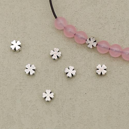 Perles intercalaires en alliage de zinc, fleur, Placage de couleur argentée, DIY, argent, 6mm Environ 1mm, Vendu par PC[