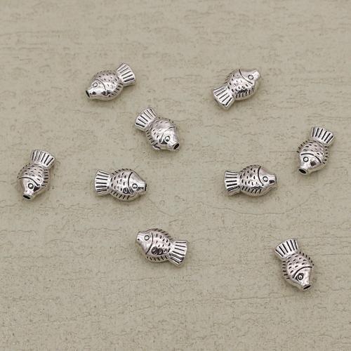 Perles animaux en alliage de zinc, poisson, Placage de couleur argentée, DIY, argent Vendu par PC