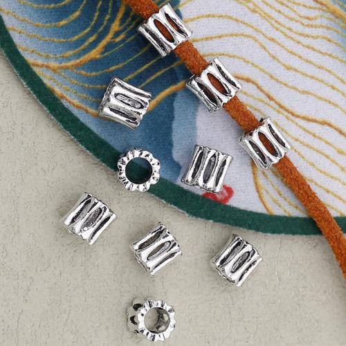Perles de gros trou en alliage de zinc, Placage de couleur argentée, DIY, argent Environ 4mm, Vendu par PC