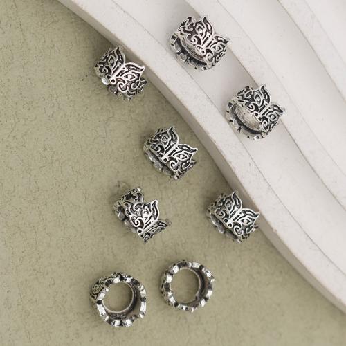 Perles de gros trou en alliage de zinc, Placage de couleur argentée, DIY, argent Environ 4.5mm, Vendu par PC