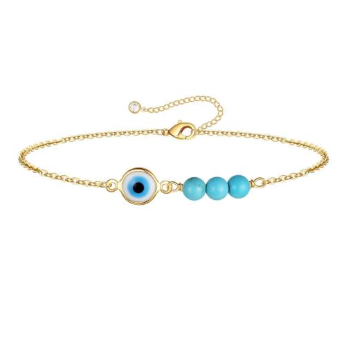 Mal pulsera ojo, acero inoxidable 304, con Piedra preciosa sintética, chapado en oro de 18 K, Joyería & para mujer & esmalte, Vendido por UD