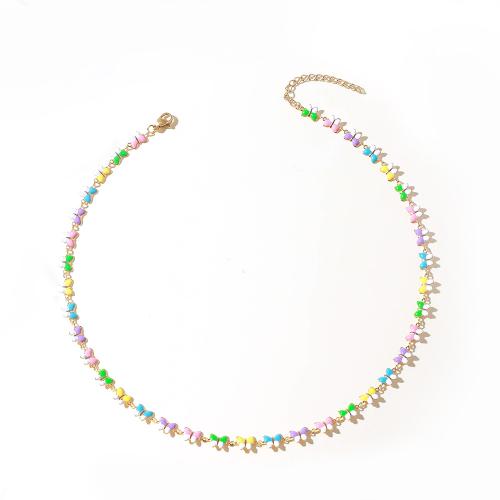 Titanium Steel Necklace, with 2inch extender chain, gold color plated & for woman & enamel 
