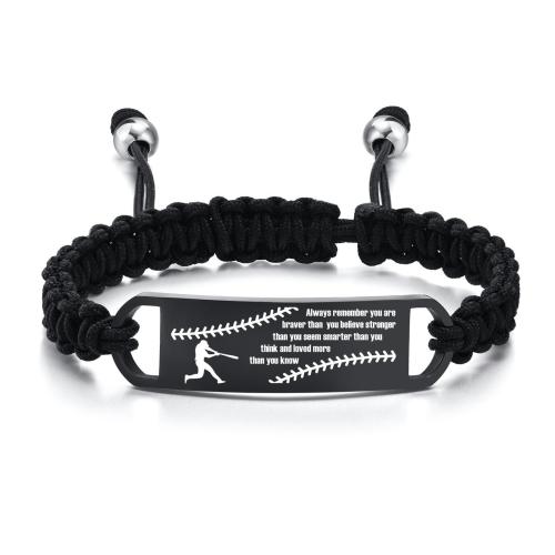 Acier inoxydable 304 bracelet, avec cordon de polyester, styles différents pour le choix & avec le motif de lettre & pour homme Environ 6.7-11.4 pouce, Vendu par PC