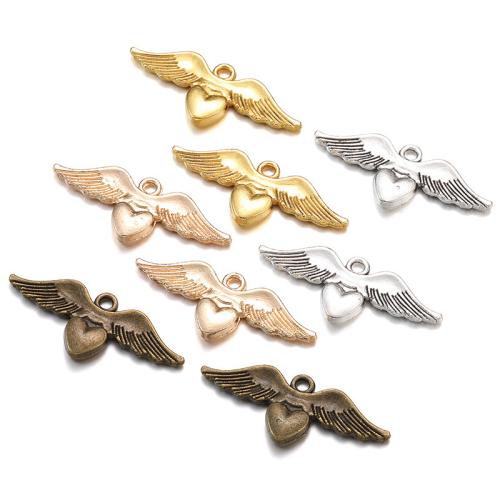 Colgantes de Aleación de Zinc en Forma de Corazón, Ala, chapado, Bricolaje, más colores para la opción, 34x14mm, aproximado 100PCs/Bolsa, Vendido por Bolsa