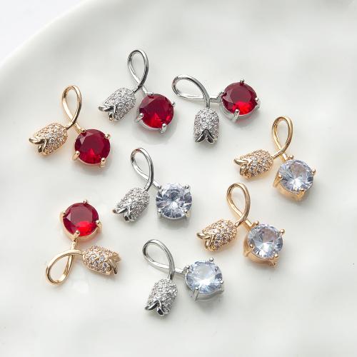 Cubic Zirconia Micro Pave Brass Pendant, plated, DIY & micro pave cubic zirconia 