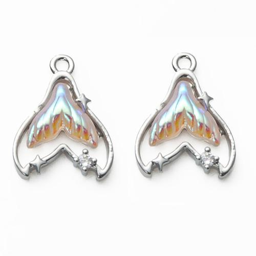 Kristall Messing Anhänger, mit Kristall, silberfarben plattiert, DIY, 14.53x4x18.34mm, 20PCs/Tasche, verkauft von Tasche