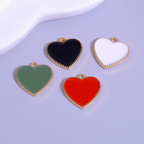 Zinc Alloy Enamel Pendants, Heart, gold color plated, DIY 