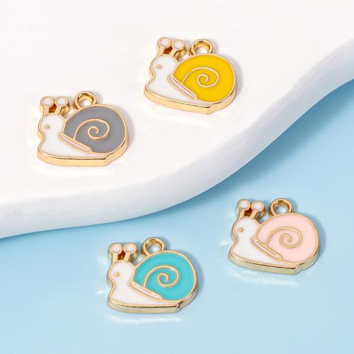 Zinc Alloy Enamel Pendants, Snail, gold color plated, DIY 