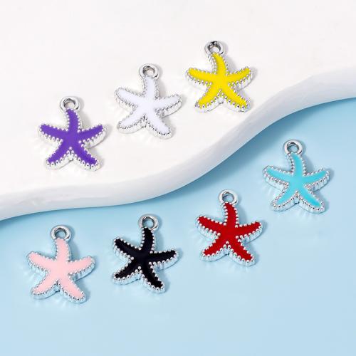 Zinc Alloy Enamel Pendants, Starfish, plated, DIY 