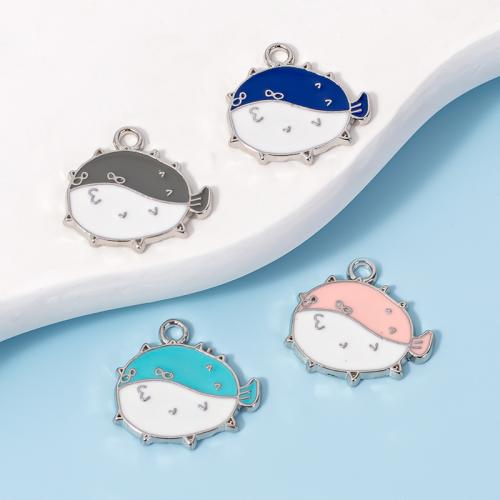 Zinc Alloy Enamel Pendants, Dolphin, plated, DIY 